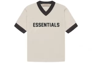 Áo Thun Essentials - Kids Beige V-Neck T-Shirt
