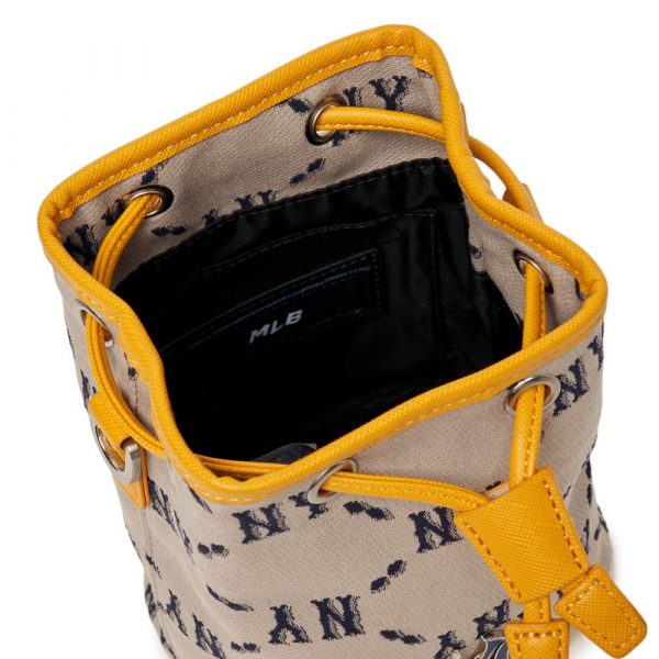 Túi Đeo Chéo MLB Monogram Diamond Jacquard Mini Bucket Bag New York Yankees Beige Yellow 3ABMS022N-50BGS