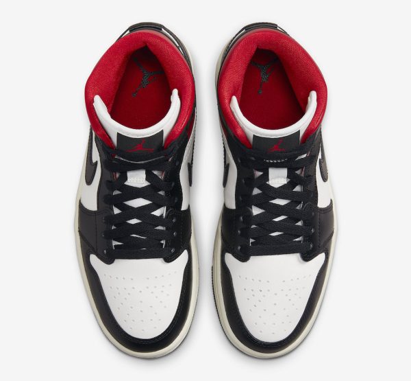 Giày Nike Wmns Air Jordan 1 Mid 'Black Sail Gym Red' BQ6472-061