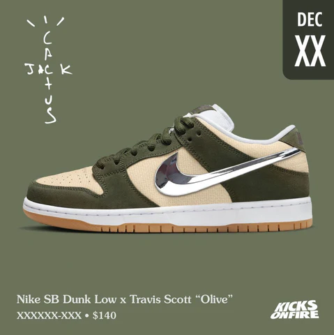 (Nike SB Dunk Low x Travis Scott “Olive”)