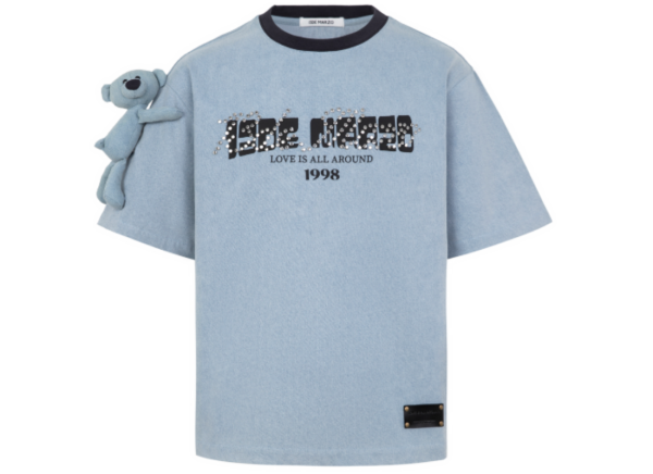 Áo 13De Marzo Bear Denim Rivet T-shirt Washed Blue